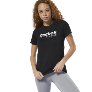 Reebok Classic T Shirt Damen - Schwarz - DE 940-MHQ